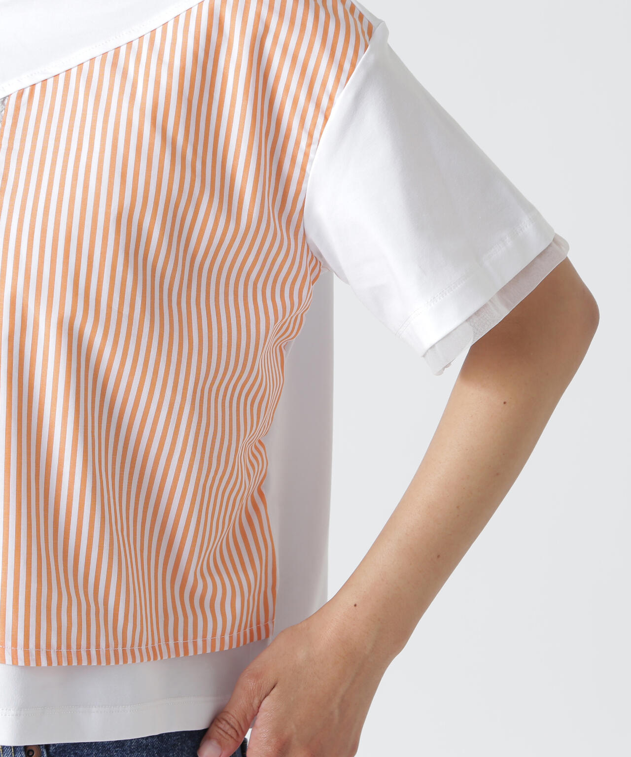 AULA AILA/アウラアイラ/別注メッシュコンビネーションTシャツ