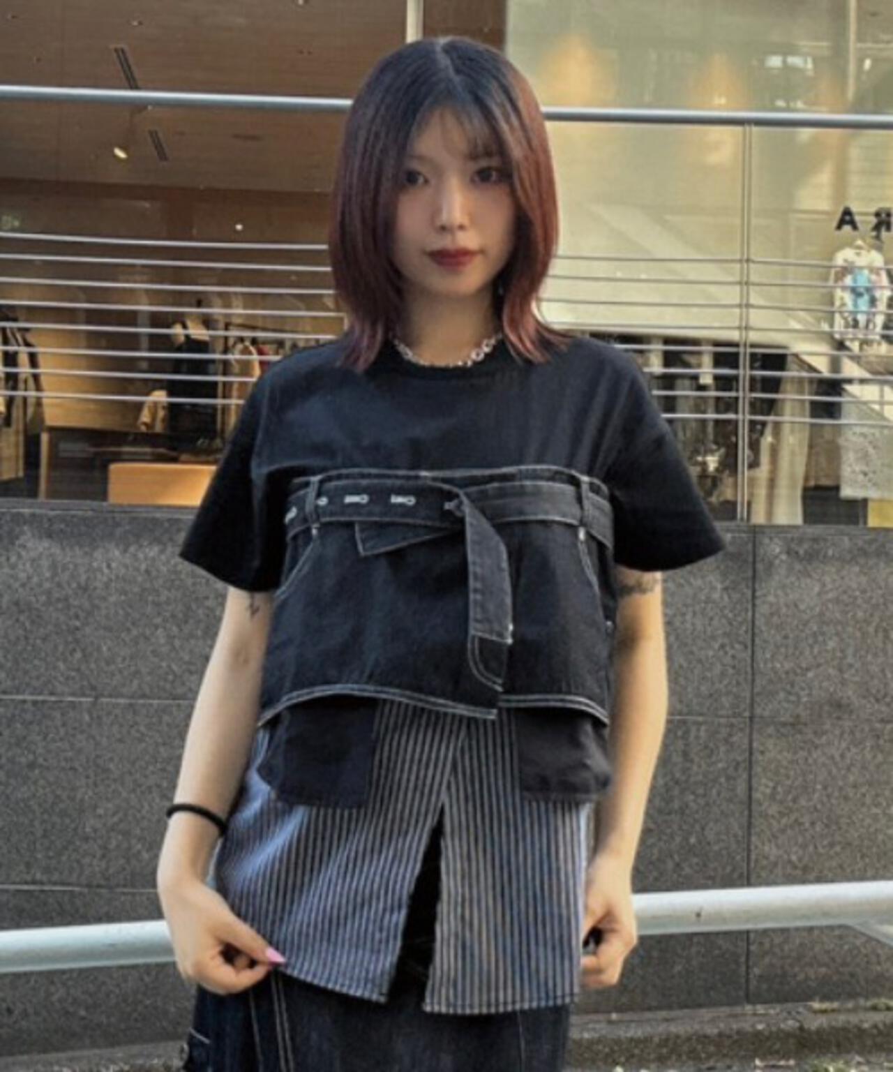 AULA AILA/アウラアイラ/別注デニムシャツレイヤードデザインTシャツ
