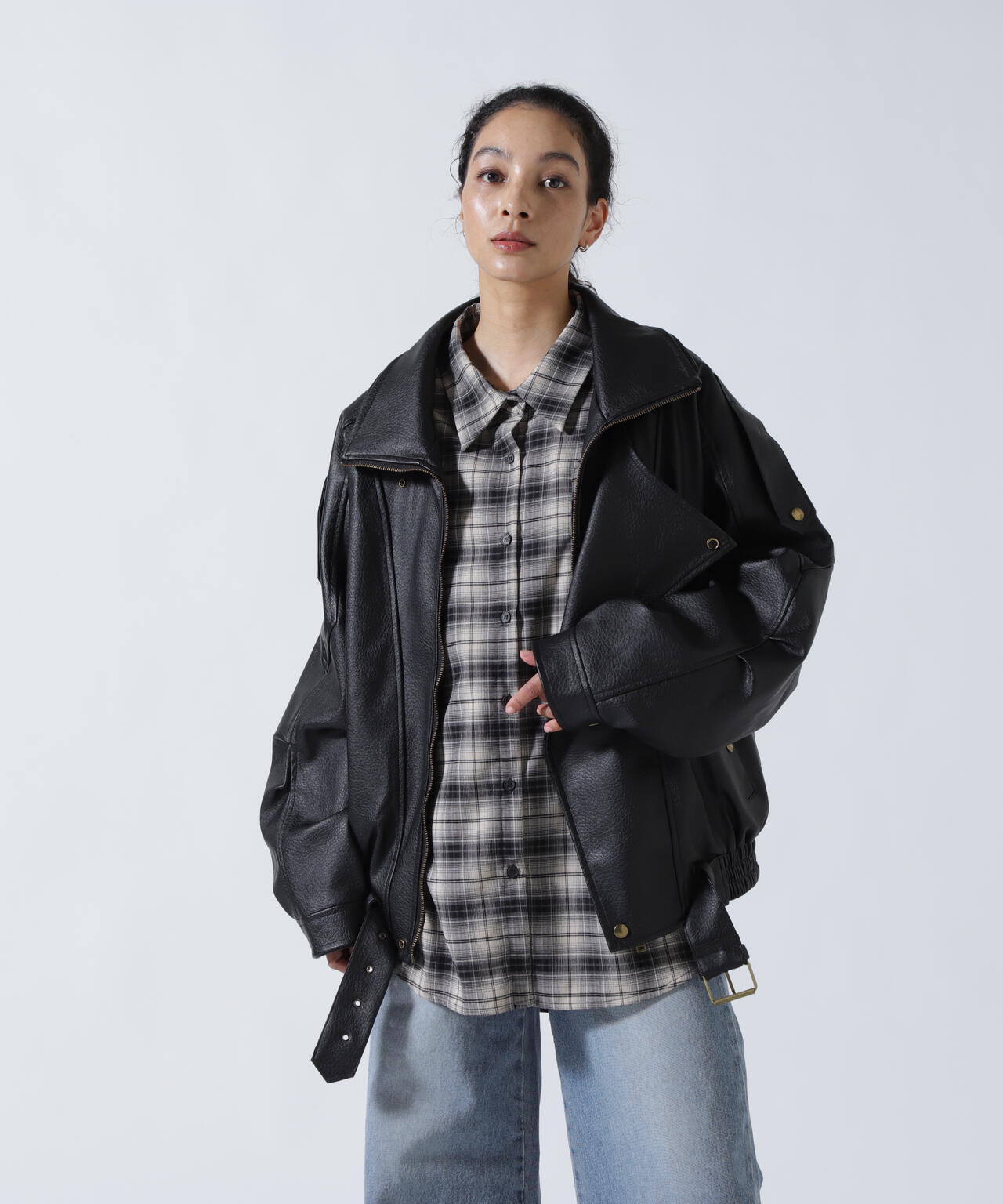 MITSUKI/ミツキ/フェイクレザーオーバージャケット