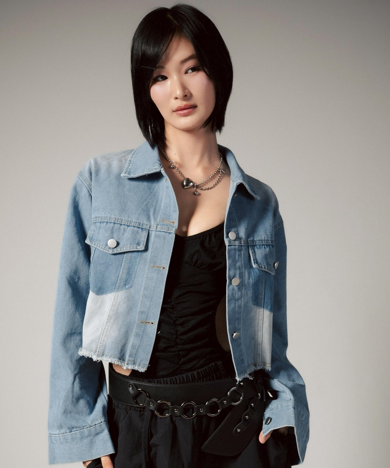 MITSUKI/ミツキ/切りっぱなしクロップドデニムジャケット