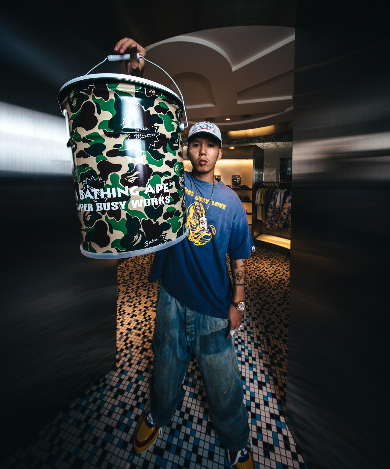 SAINT MICHAEL×A BATHING APE/BAPE_CAN STOOL/CAMO | ROYAL FLASH