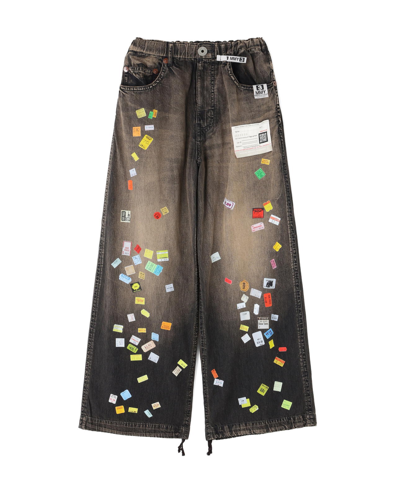 Maison MIHARAYASUHIRO/PRICE STICKER PRINTED WIDE DENIM PANTS