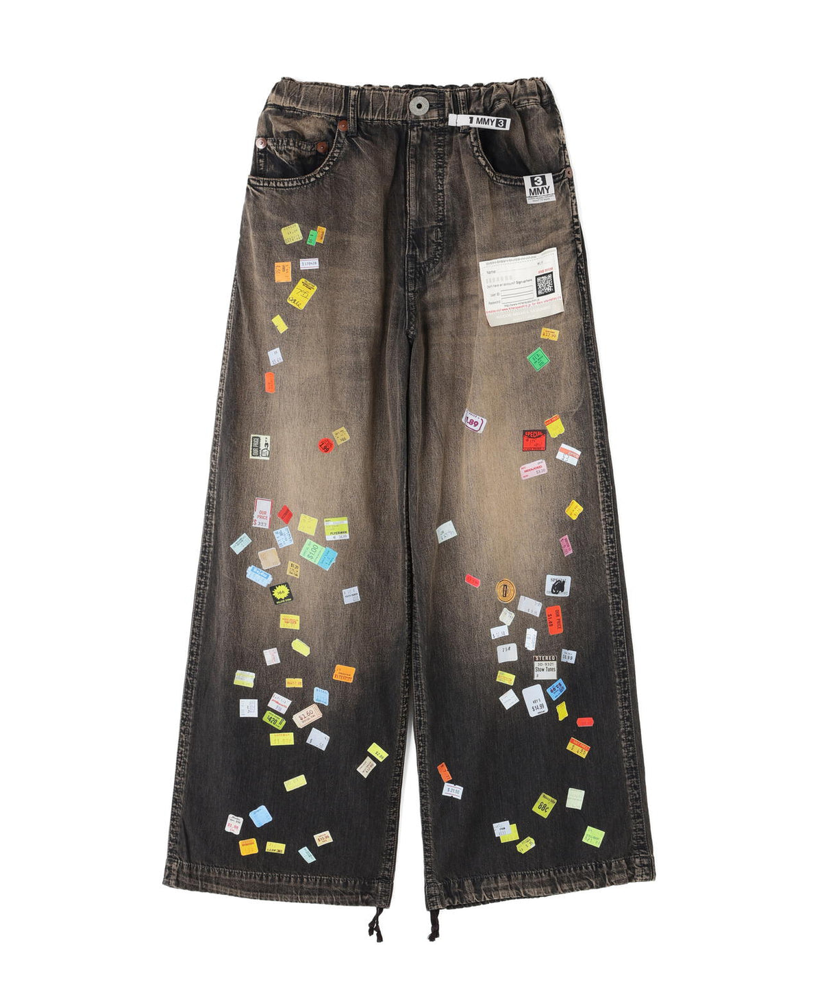 Maison MIHARAYASUHIRO/PRICE STICKER PRINTED WIDE DENIM PANTS