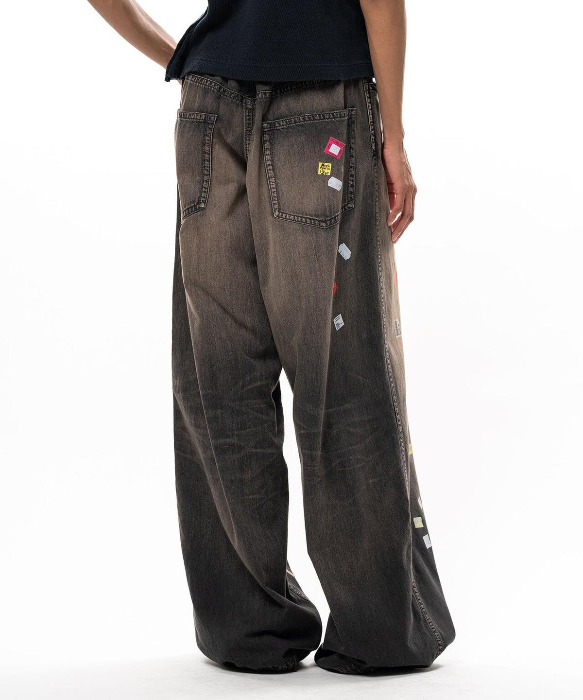 Maison MIHARAYASUHIRO/PRICE STICKER PRINTED WIDE DENIM PANTS