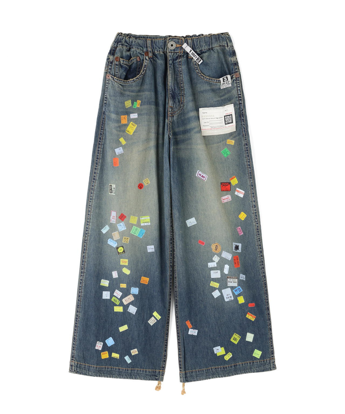 Maison MIHARAYASUHIRO/PRICE STICKER PRINTED WIDE DENIM PANTS