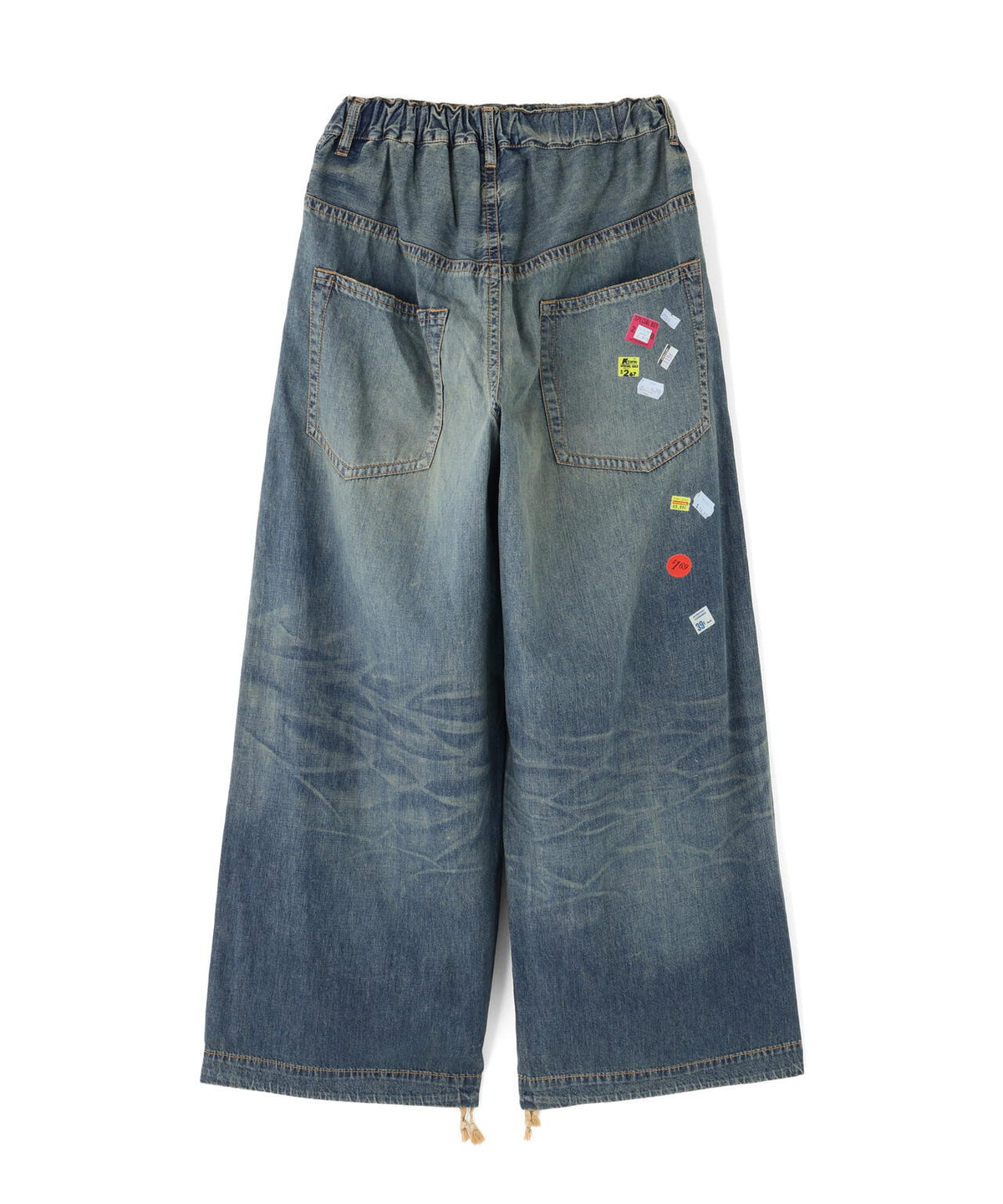 Maison MIHARAYASUHIRO/PRICE STICKER PRINTED WIDE DENIM PANTS