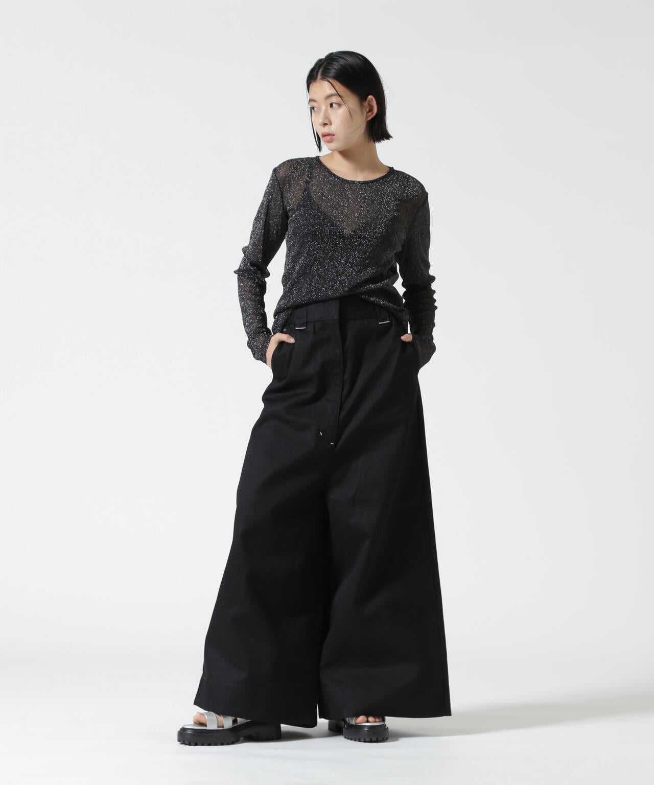 UN3D. 総柄 ワイドパンツ 38サイズ UN3D./アンスリード/【Dickies】W WAIST WIDE PANTS | ROYAL FLASH