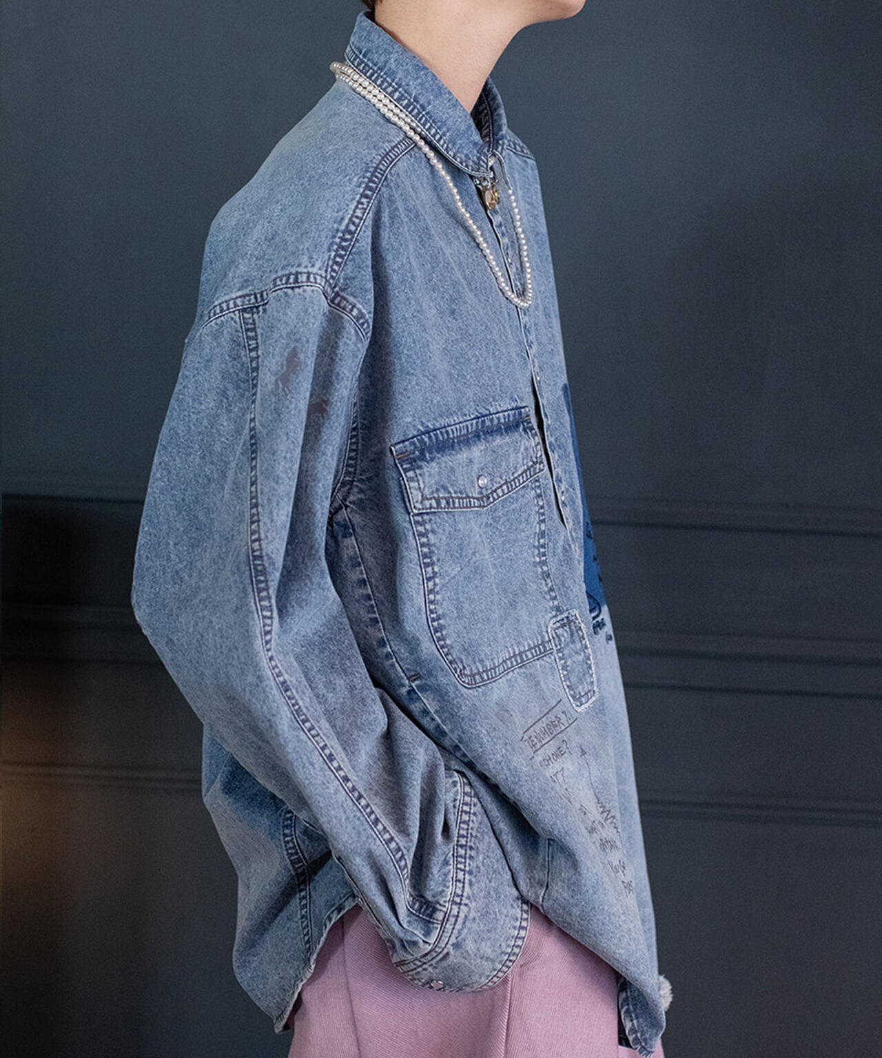 AULA AILA/アウラアイラ/GRAFFITI DENIM SHIRT | ROYAL FLASH