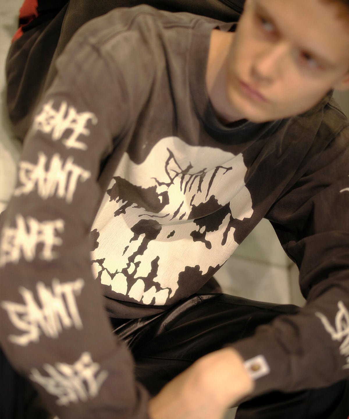 SAINT MICHAEL/セントマイケル/BAPE_LS T-SHIRT/SKULL/BLACK