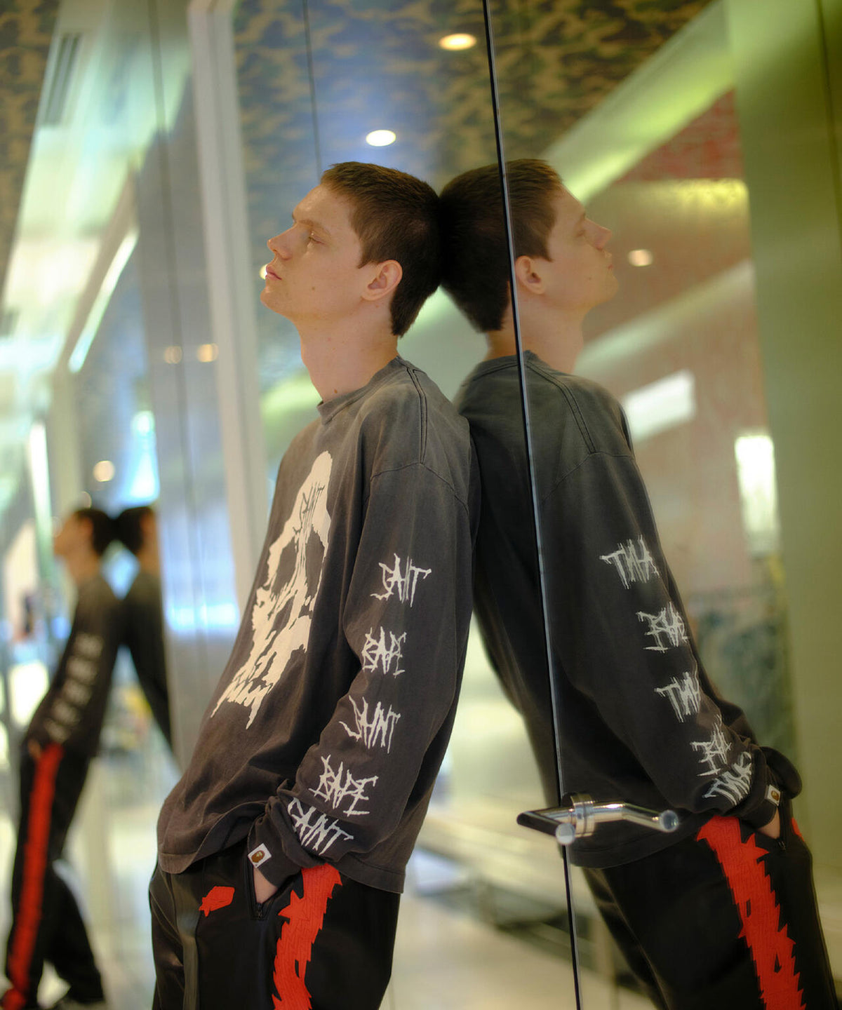 SAINT MICHAEL/セントマイケル/BAPE_LS T-SHIRT/SKULL/BLACK