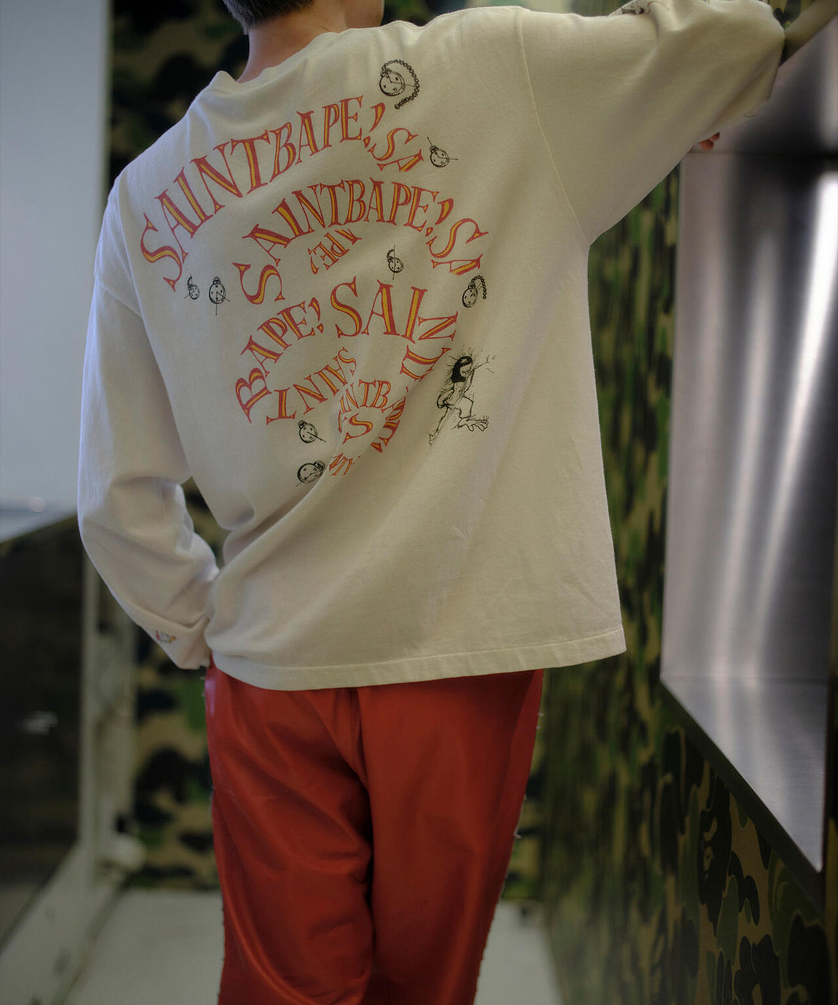 SAINT MICHAEL/セント マイケル/BAPE_LS T-SHIRT/RUNNING/WHITE