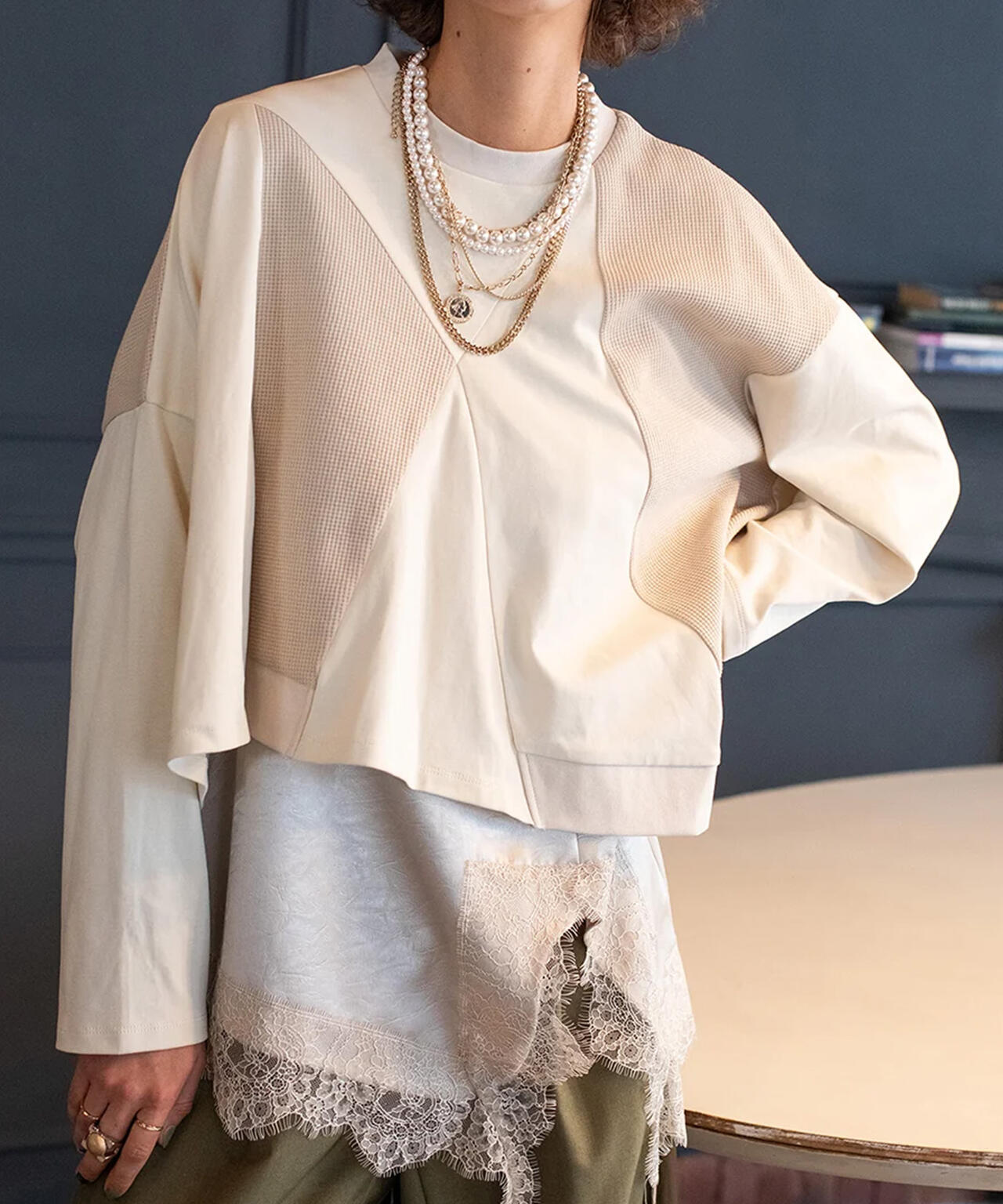 【新品】Eaphi TULLE LACE SHIRT アイボリー F AULA AILA/アウラアイラ/LACE CAMISOLE SET PULLOVER | ROYAL FLASH