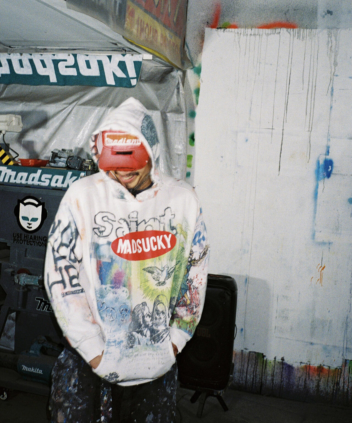 SAINT MICHAEL/セントマイケル/MDS_DBL FACE HOODIE/MADSUCKY/WHITE