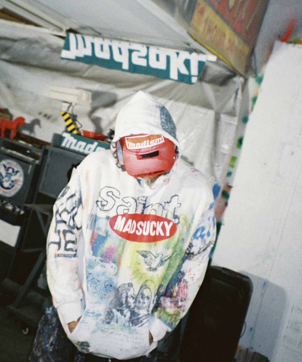 SAINT MICHAEL/セントマイケル/MDS_DBL FACE HOODIE/MADSUCKY/WHITE