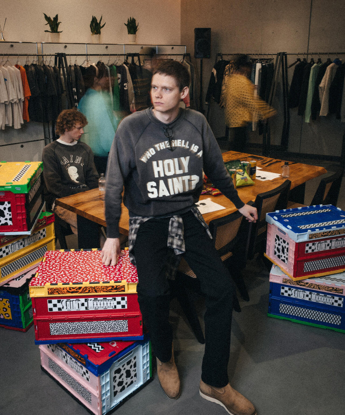 SAINT MICHAEL/セントマイケル/RAGLAN CRW N SWT/HOLY SAINT？/BLACK