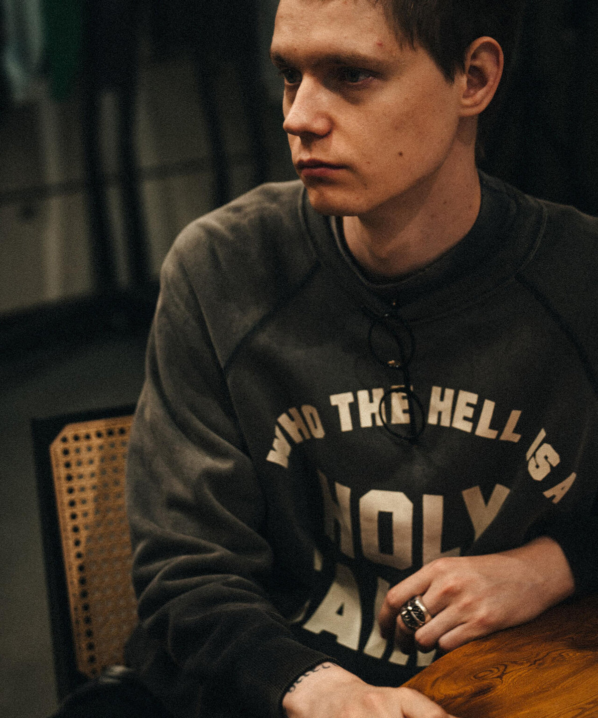 SAINT MICHAEL/セントマイケル/RAGLAN CRW N SWT/HOLY SAINT？/BLACK
