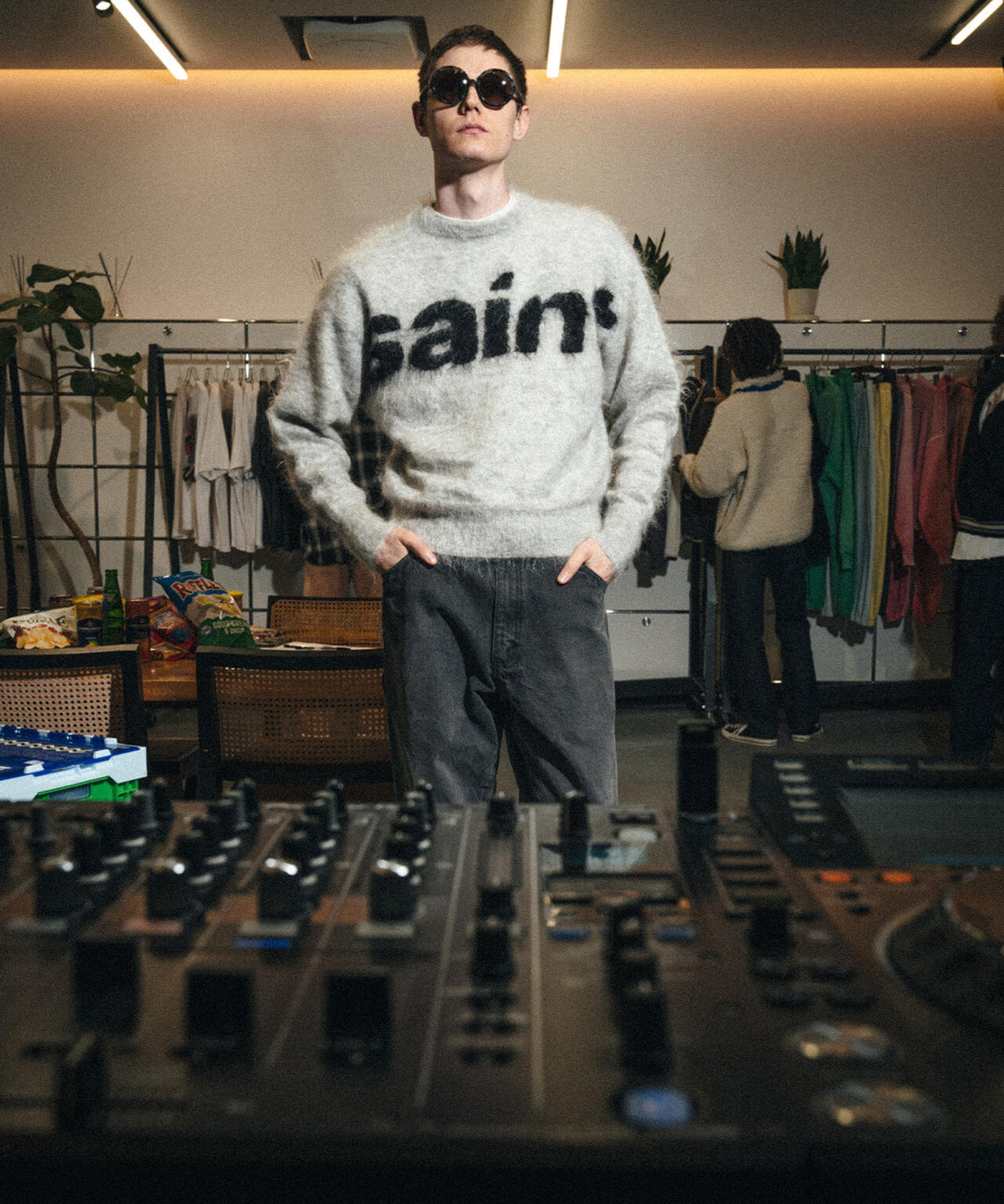 SAINT MICHAEL/セントマイケル/MOHAIR CREW KNIT/SAINT/GRAY