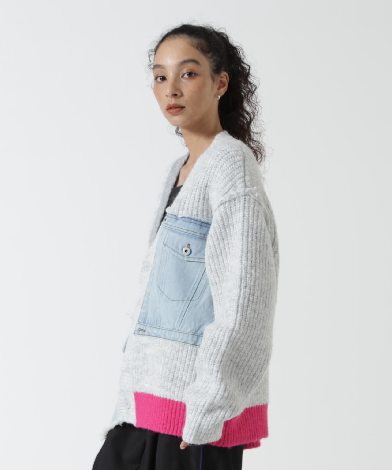 AULA AILA/アウラアイラ/DENIM COMBINATION CARDIGAN | ROYAL FLASH