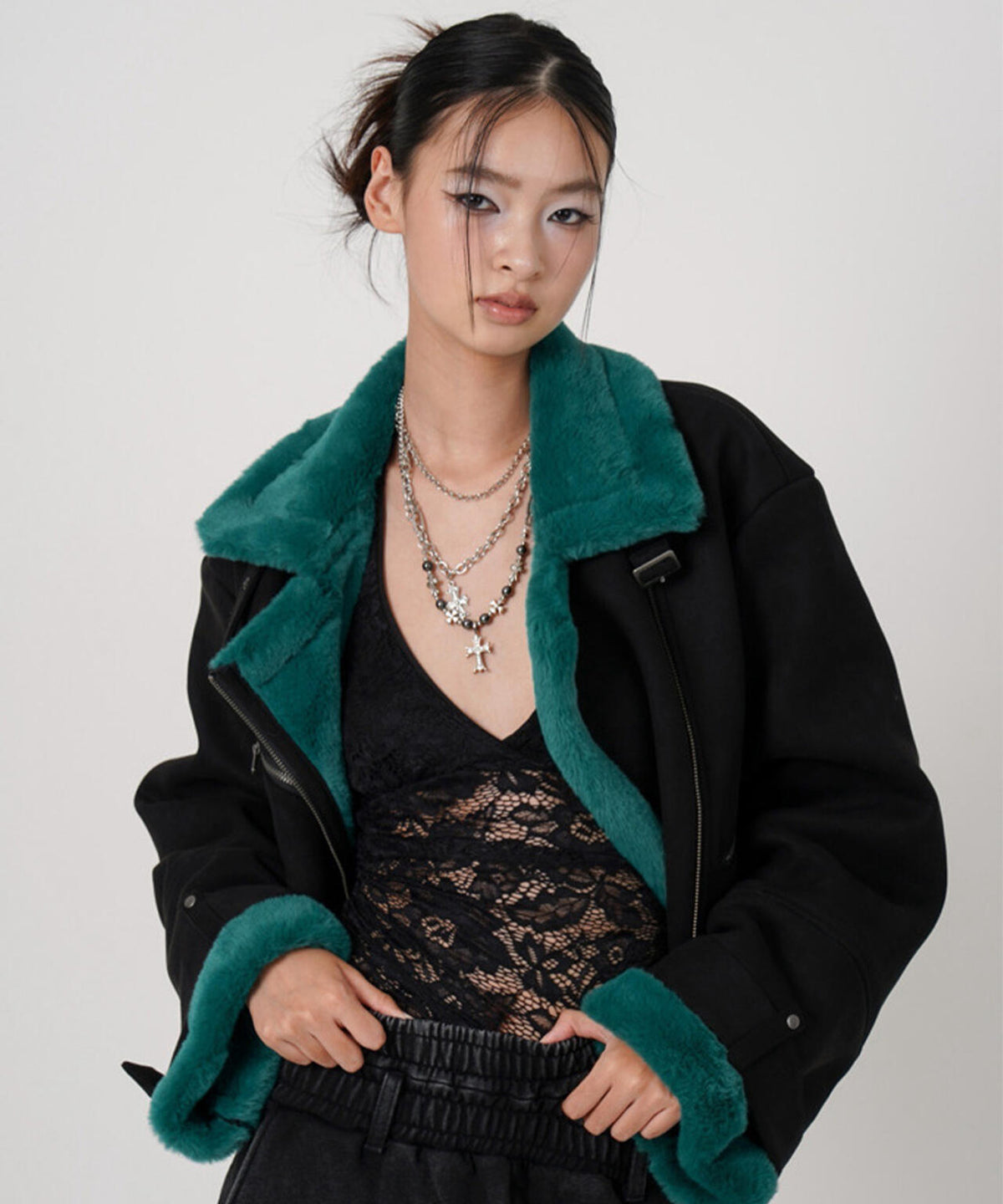 MITSUKI/ミツキ/2WAY FAUX SHEARLING JACKET