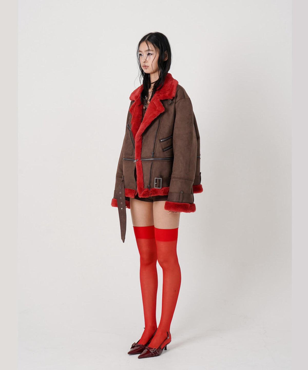 MITSUKI/ミツキ/2WAY FAUX SHEARLING JACKET