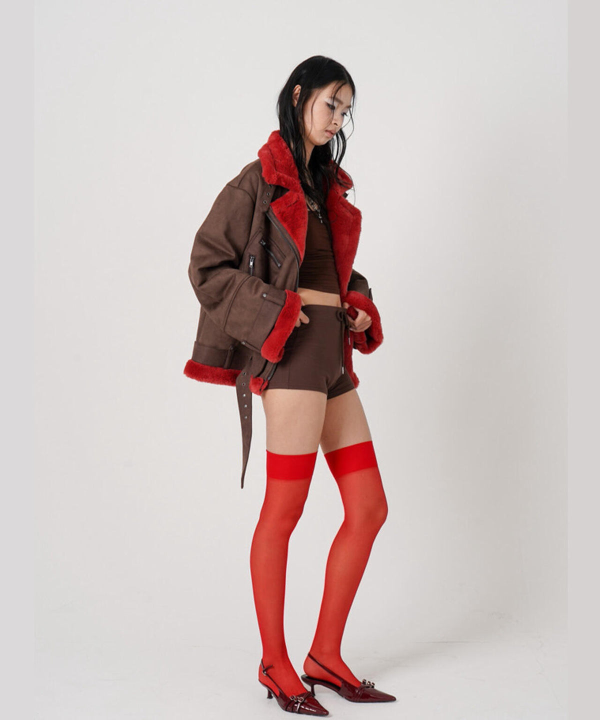 MITSUKI/ミツキ/2WAY FAUX SHEARLING JACKET