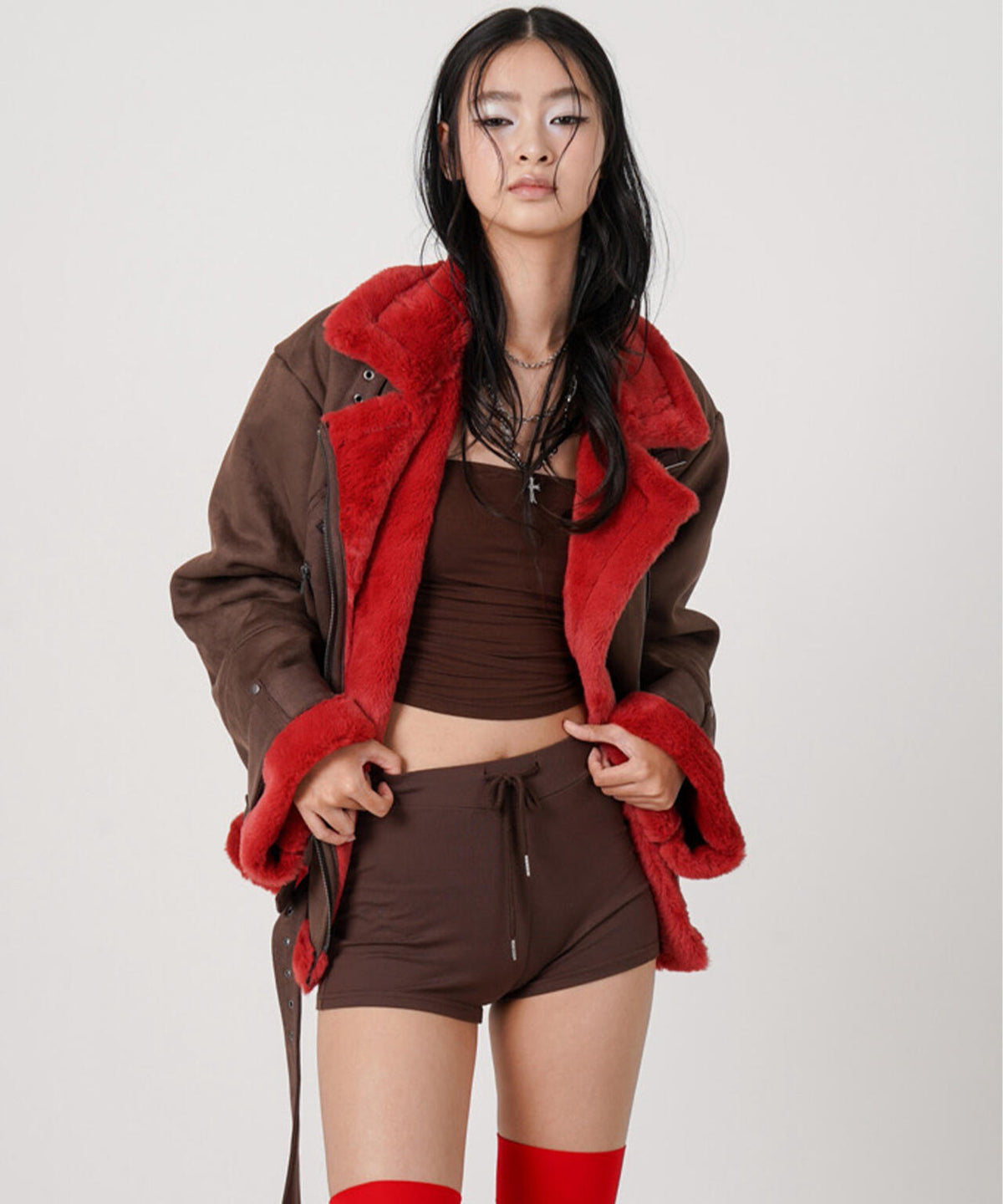 MITSUKI/ミツキ/2WAY FAUX SHEARLING JACKET