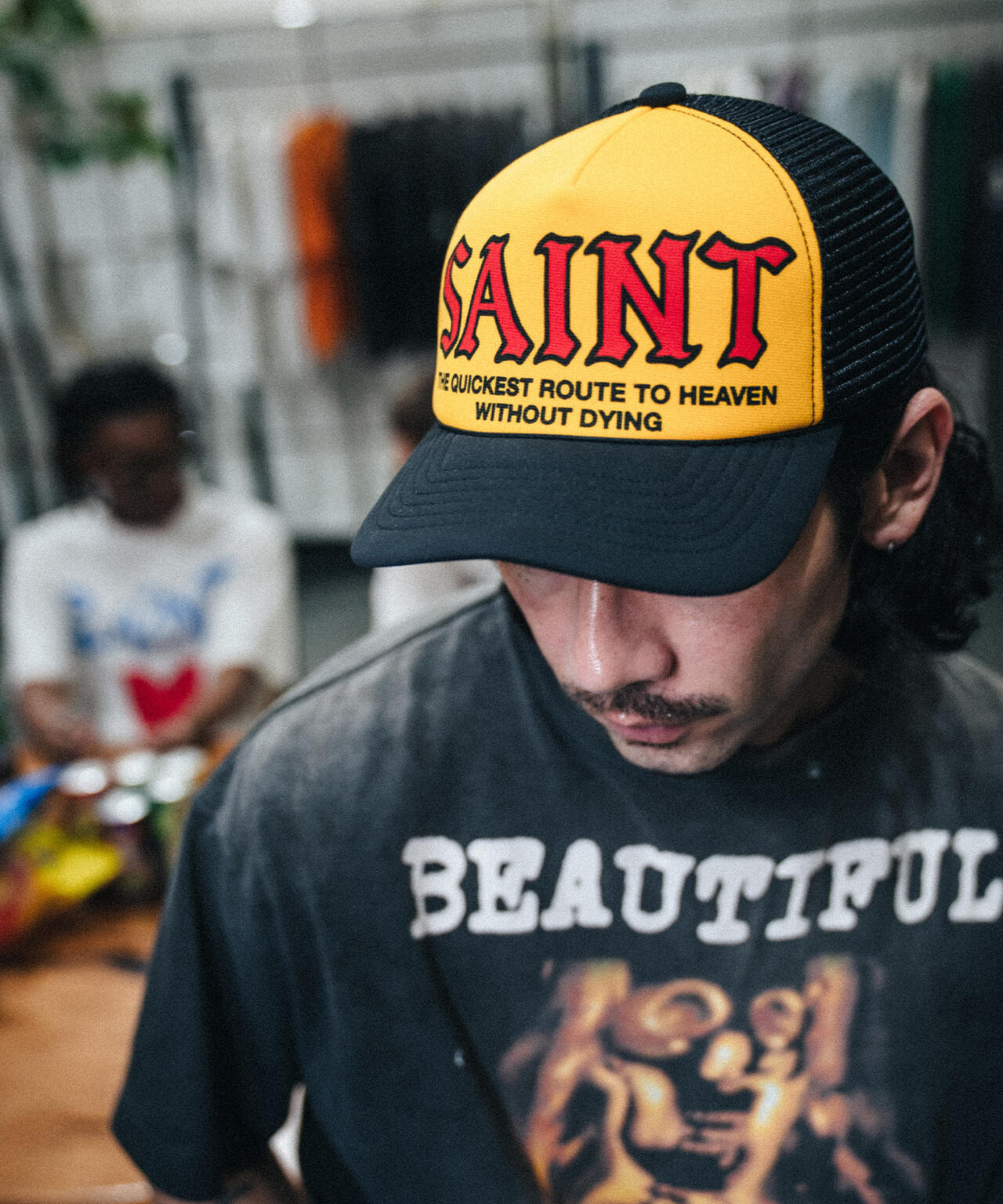 SAINT MICHAEL/セントマイケル/MESH CAP/SAINT/YELLOW+BLACK