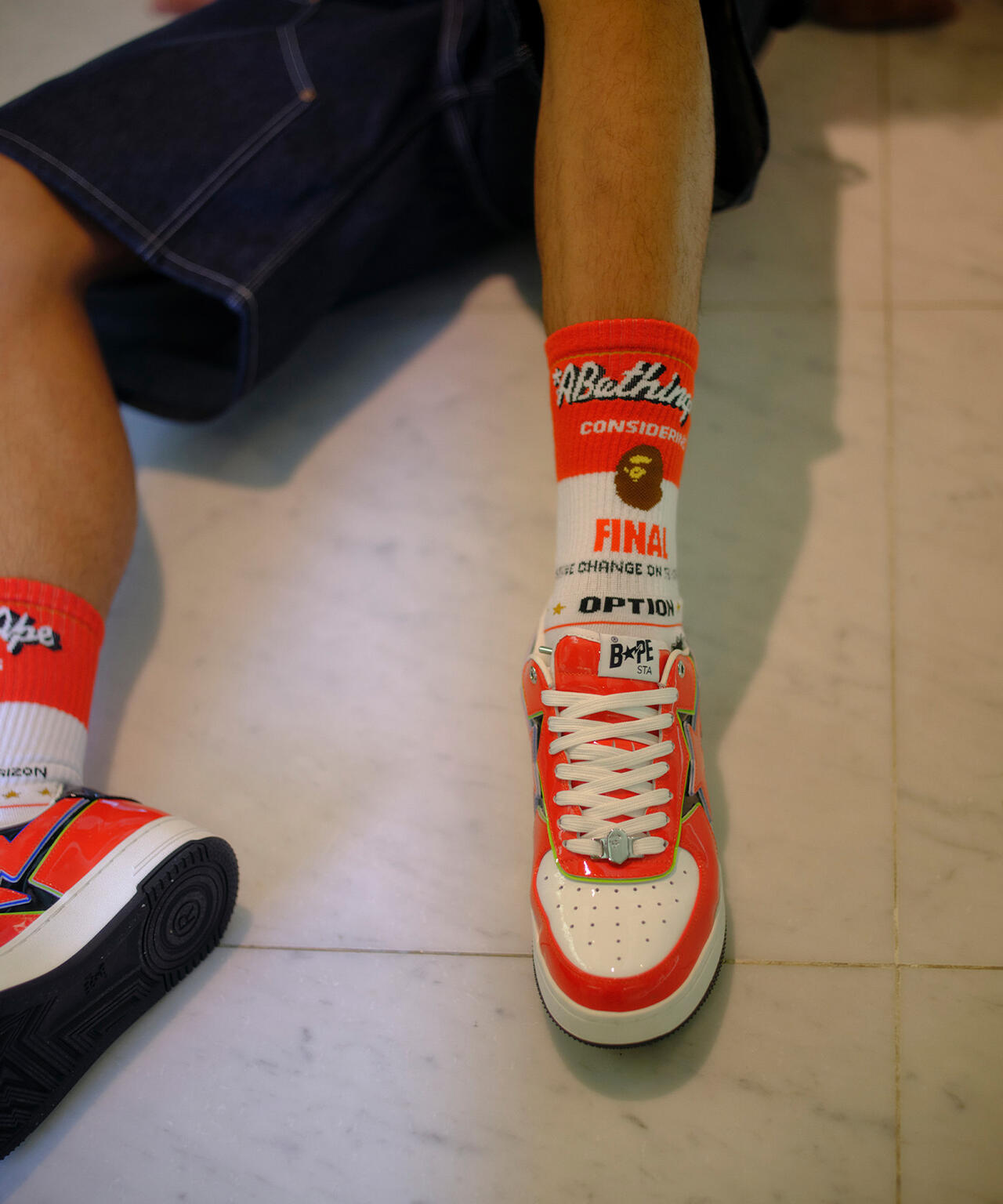 SAINT MICHAEL/セントマイケル/BAPE_SOCKS/FAINAL/WHITE+RED