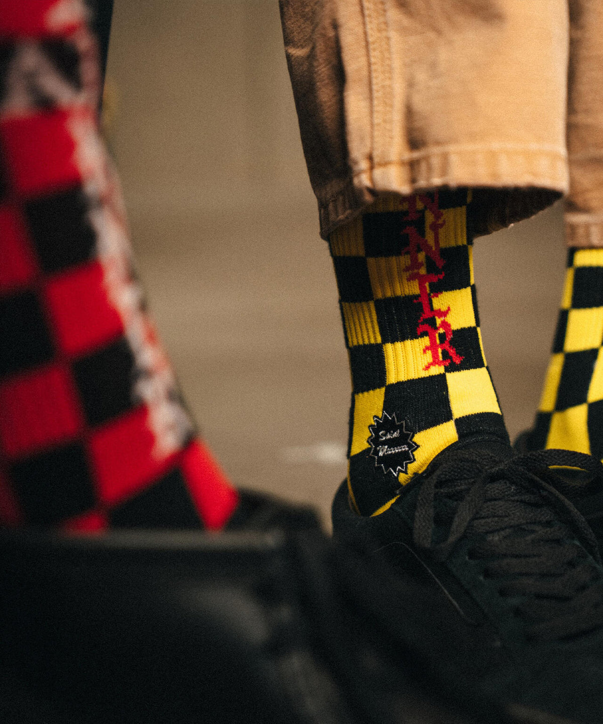 SAINT MICHAEL/セントマイケル/SOCKS/CHECK/BLACK+YELLOW
