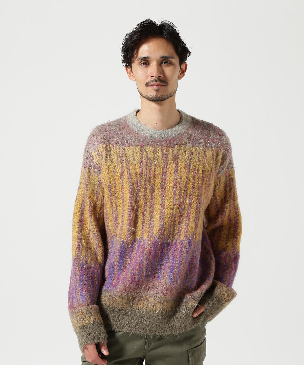 YOKE/ヨーク/KID MOHAIR WOOL BRUSHED TREE JAQUARD SWEATER | GARDEN 