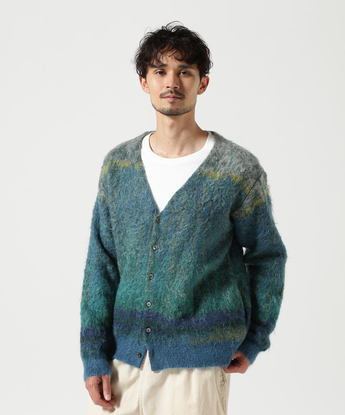 YOKE/ヨーク/KID MOHAIR WOOL BRUSHED TREE JAQUARD CARDIGAN | GARDEN 