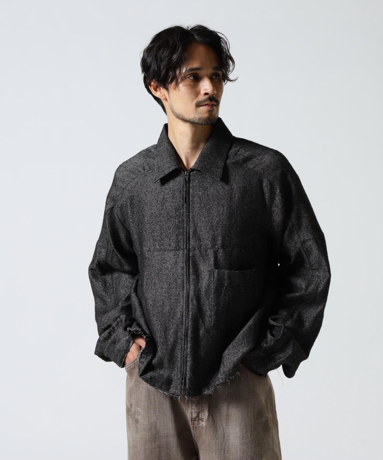 ANCELLM/アンセルム/SHRINK WOOL SHORT ZIPUP SHIRT JACKET