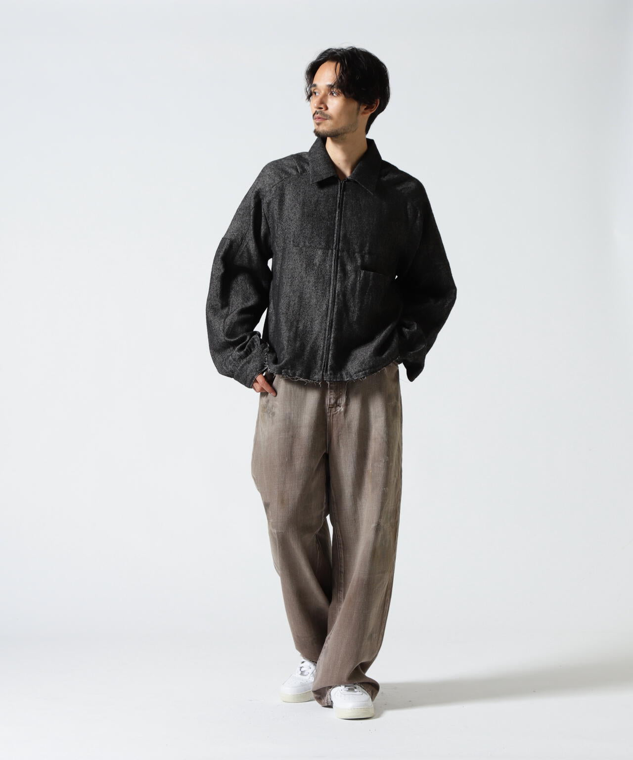 ANCELLM/アンセルム/SHRINK WOOL SHORT ZIPUP SHIRT JACKET
