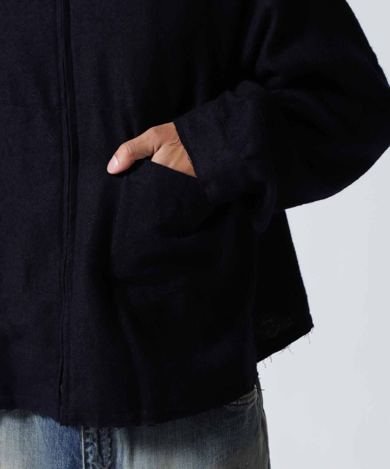 ANCELLM/アンセルム/SHRINK WOOL SHORT ZIPUP SHIRT JACKET