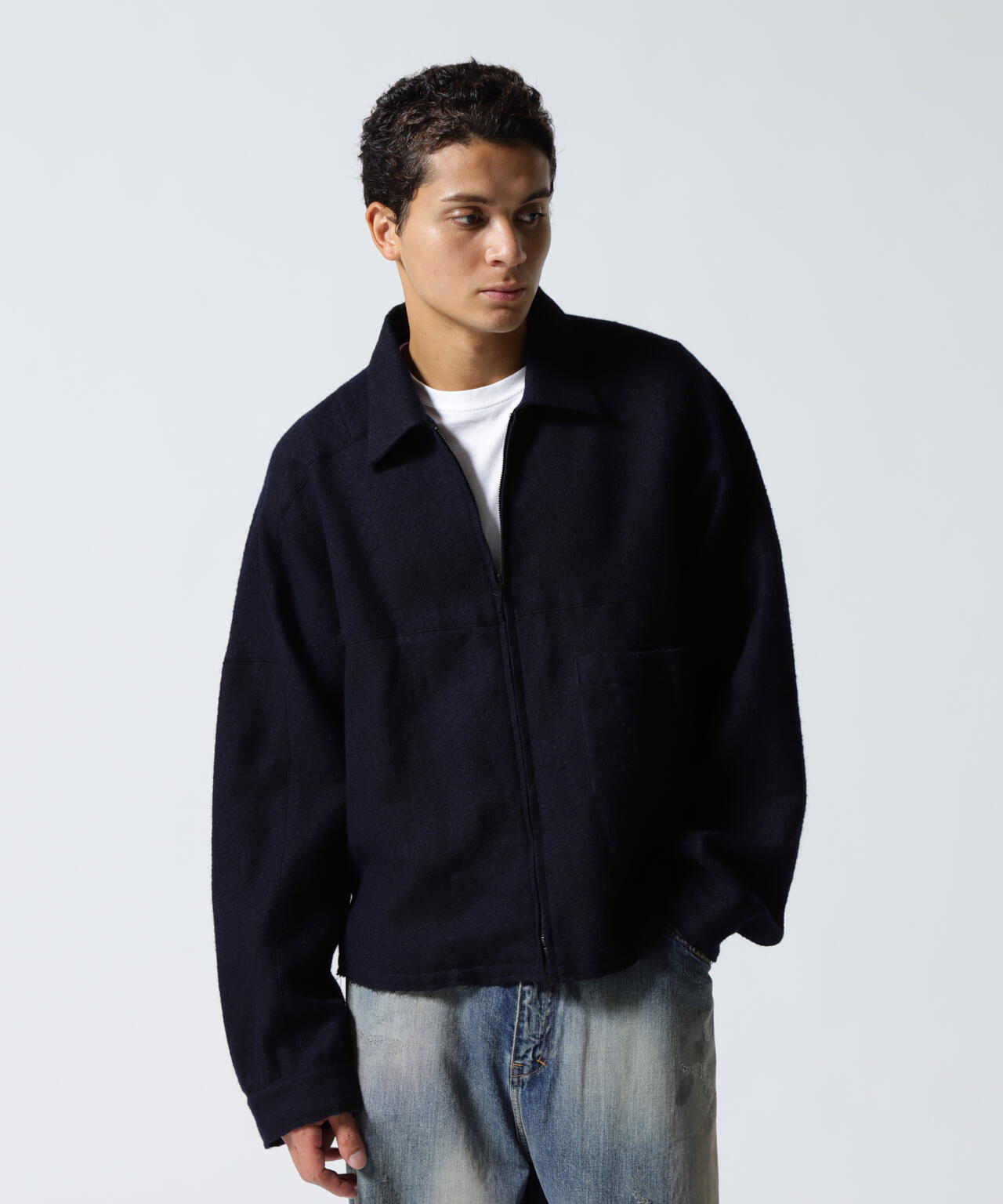 ANCELLM/アンセルム/SHRINK WOOL SHORT ZIPUP SHIRT JACKET