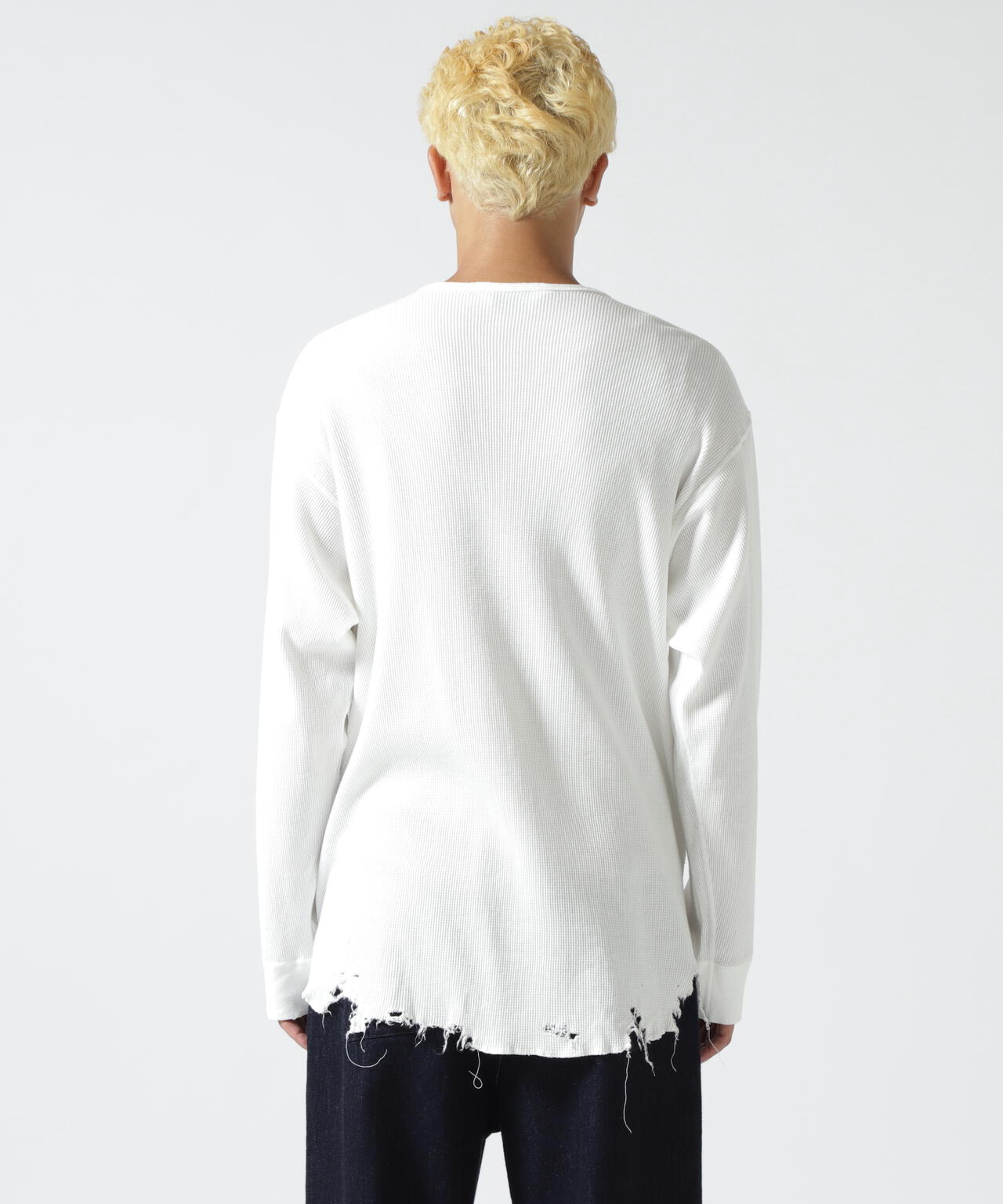 ANCELLM/アンセルム/DAMAGE WAFFLE CREW LS T