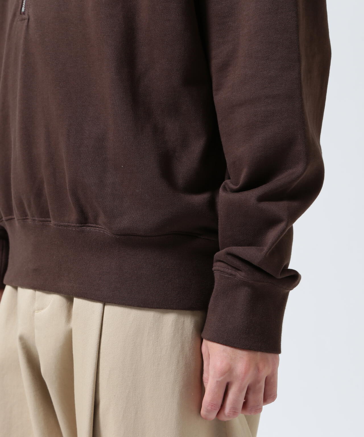 【マロン】 Namu Shop - Auralee Super High Gauge Sweat Half Zip P/O - Dark Brown