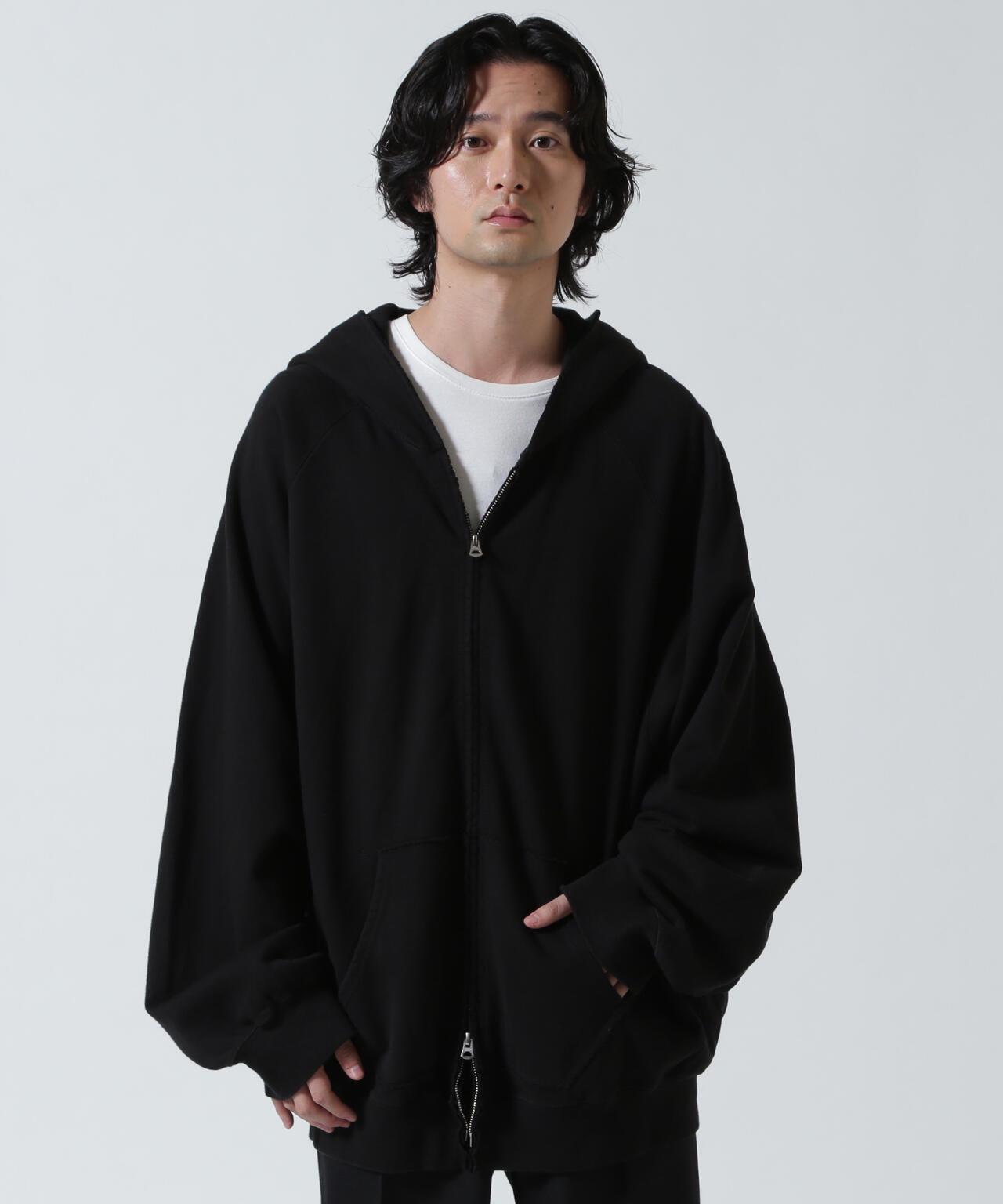 2 アンセルム　レイヤード　フーディー 常田　ANCELLM 黒 ANCELLM/アンセルム/SWEAT HOODIE COAT | GARDEN（ガーデン） ｜【公式