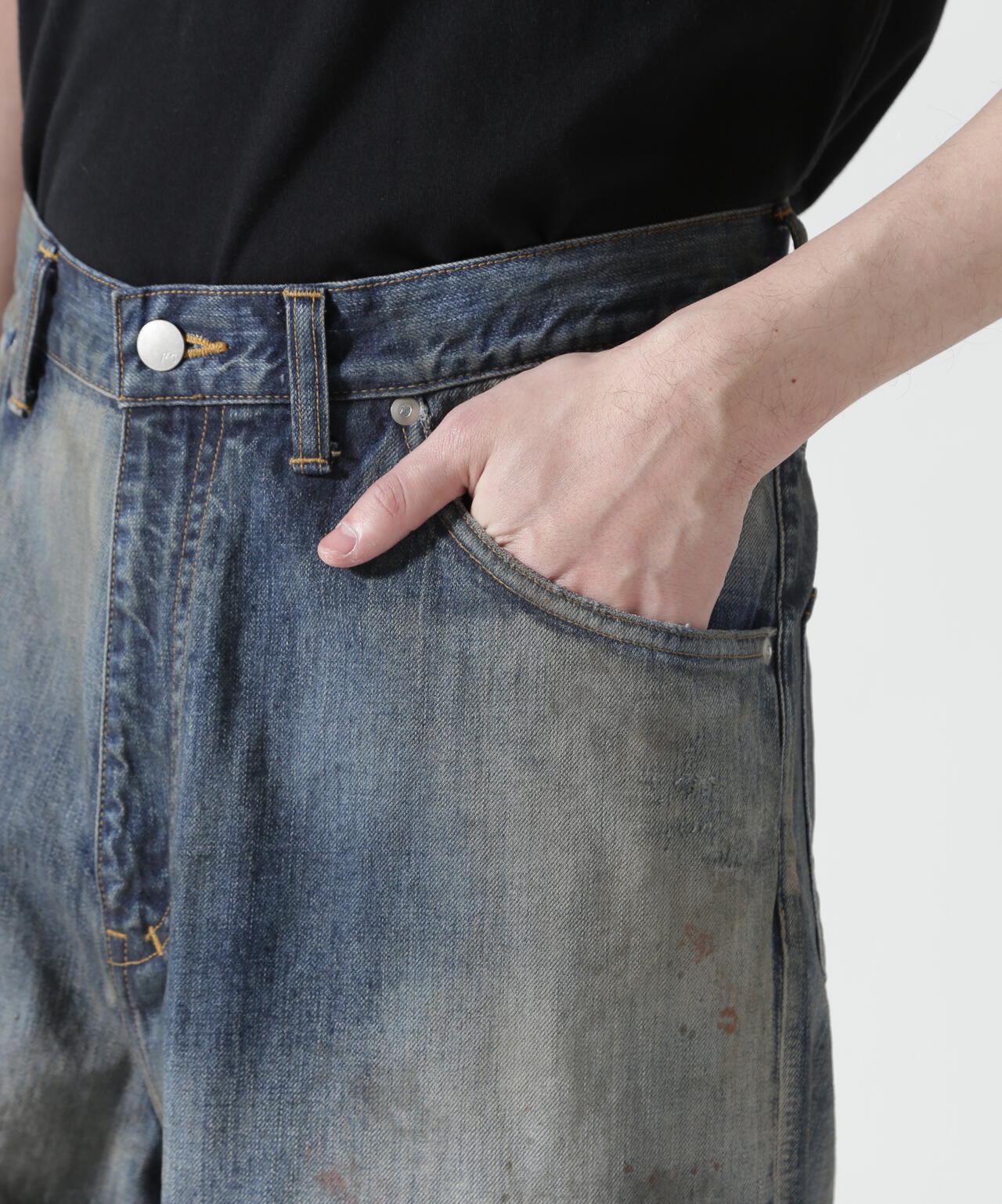 ANCELLM/アンセルム/AGING MIDDLE STRAIGHT 5P DENIM/ANC-PT121-A