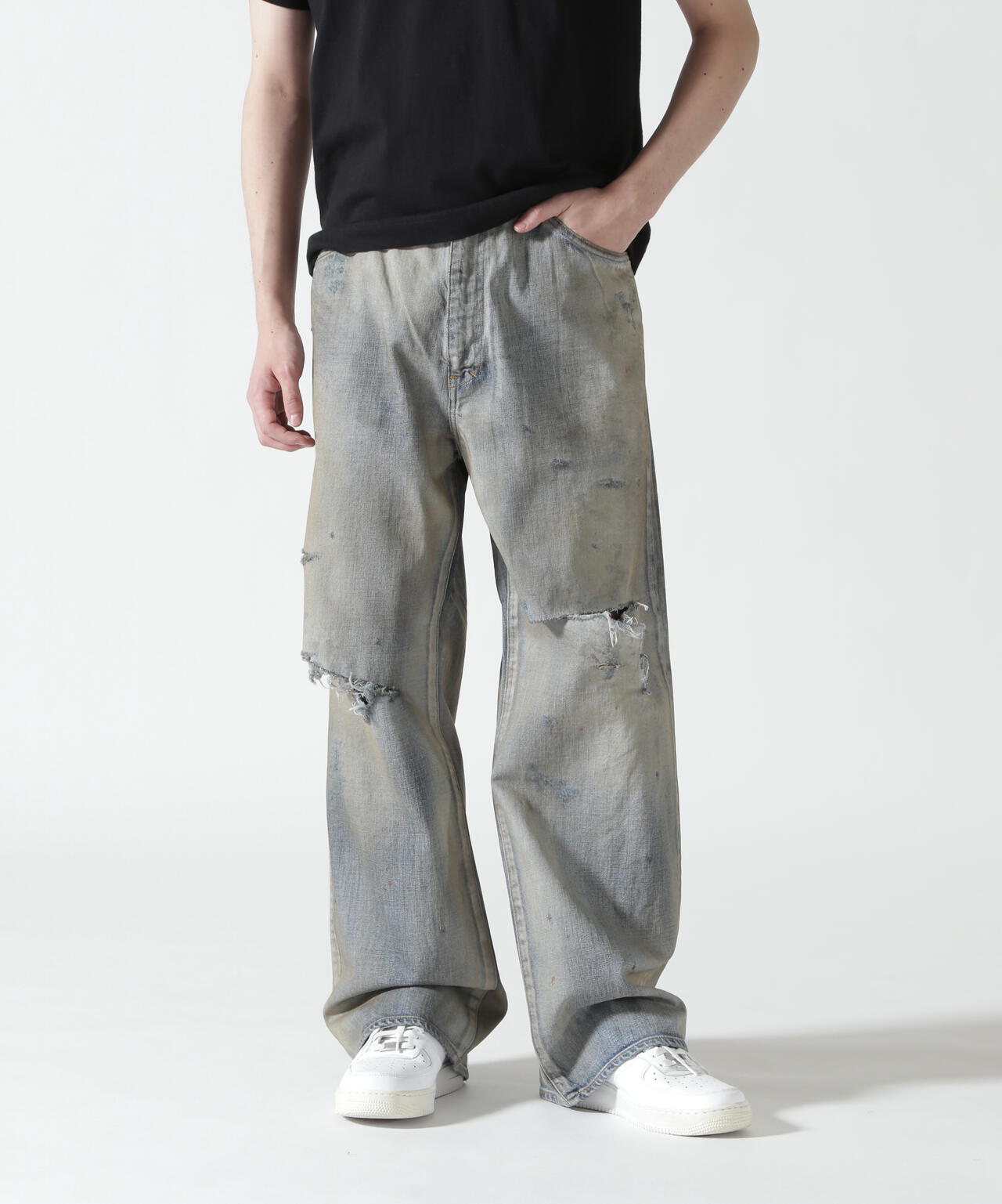 ANCELLM/アンセルム/CRASH MIDDLE STRAIGHT 5P DENIM/ANC-PT121-B