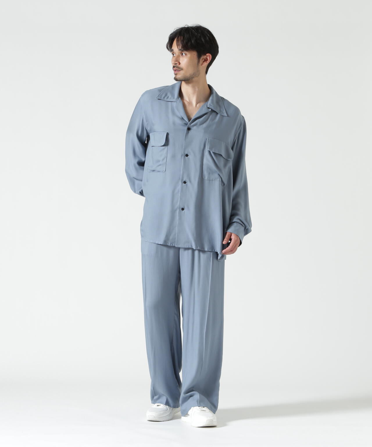 YOKE/ヨーク/Modal Twill Double Pocket Open Collar Shirt