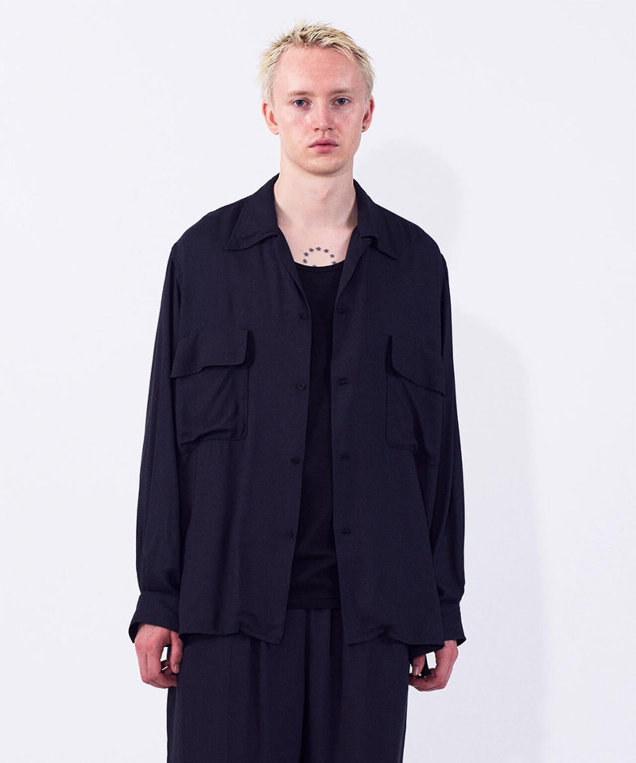 YOKE/ヨーク/Modal Twill Double Pocket Open Collar Shirt