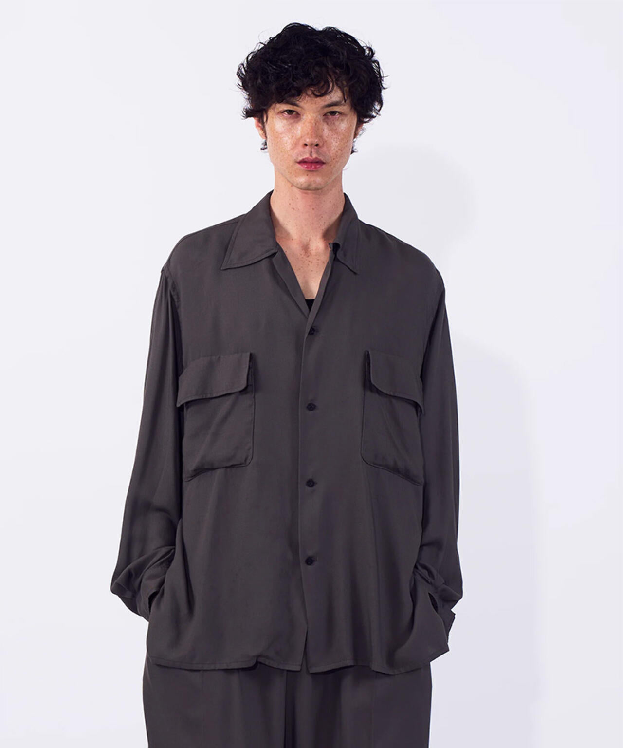YOKE/ヨーク/Modal Twill Double Pocket Open Collar Shirt