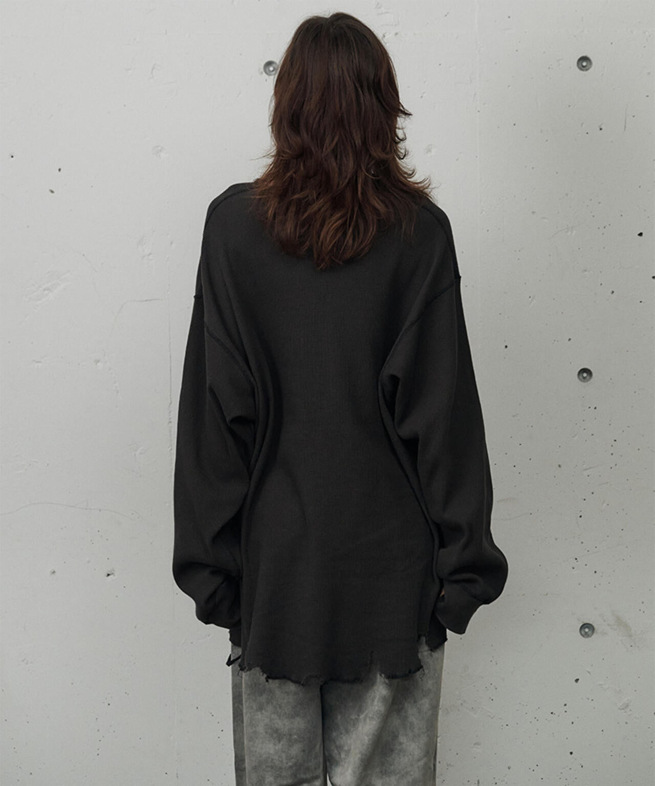 ANCELLM/アンセルム/DAMAGE WAFFLE CREW LS/ANC-STD-CT03