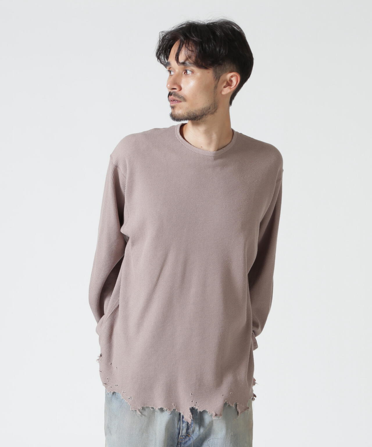 ANCELLM/アンセルム/DAMAGE WAFFLE CREW LS/ANC-STD-CT02 | GARDEN
