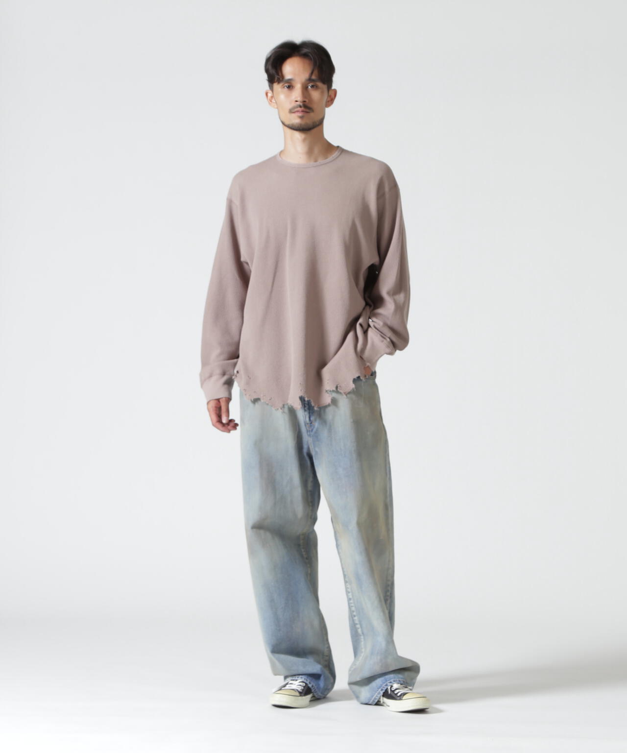 ANCELLM/アンセルム/DAMAGE WAFFLE CREW LS/ANC-STD-CT02 | GARDEN