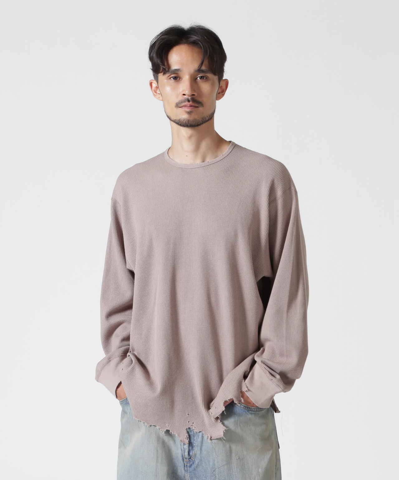 ANCELLM/アンセルム/DAMAGE WAFFLE CREW LS/ANC-STD-CT02 | GARDEN