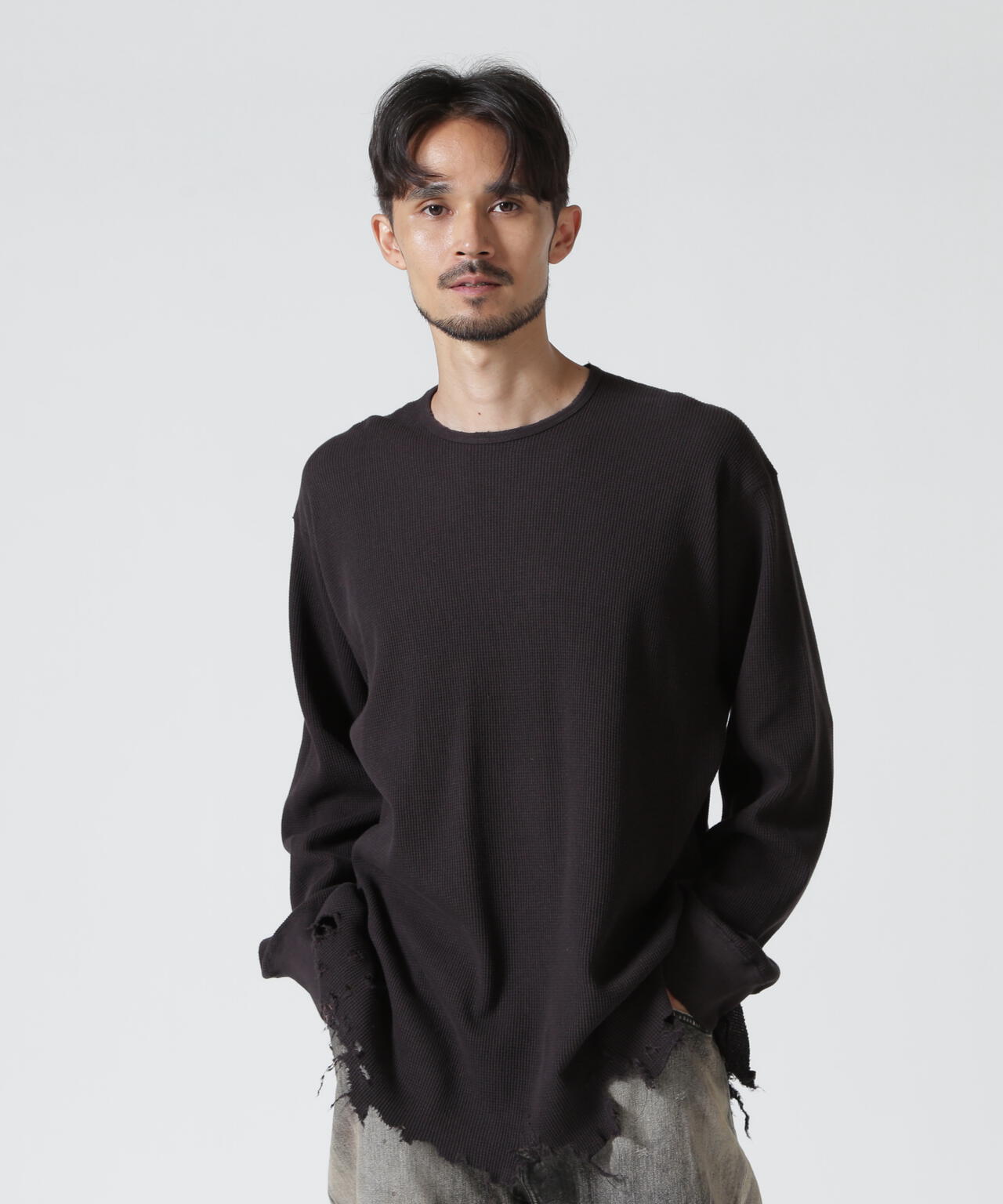 ANCELLM/アンセルム/DAMAGE WAFFLE CREW LS/ANC-STD-CT02 | GARDEN