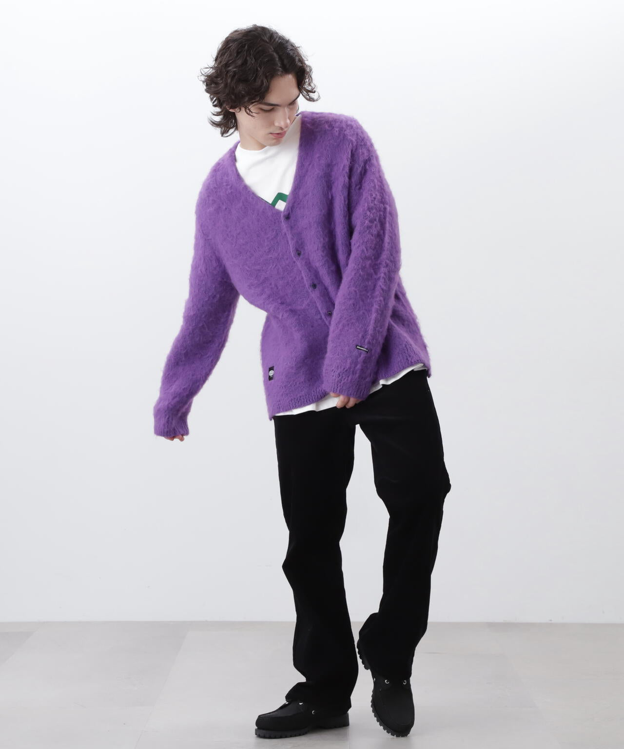 黒留袖 マッシュ AZUL BY MOUSSY | 5分袖ジャガードトッパー (カーディガン