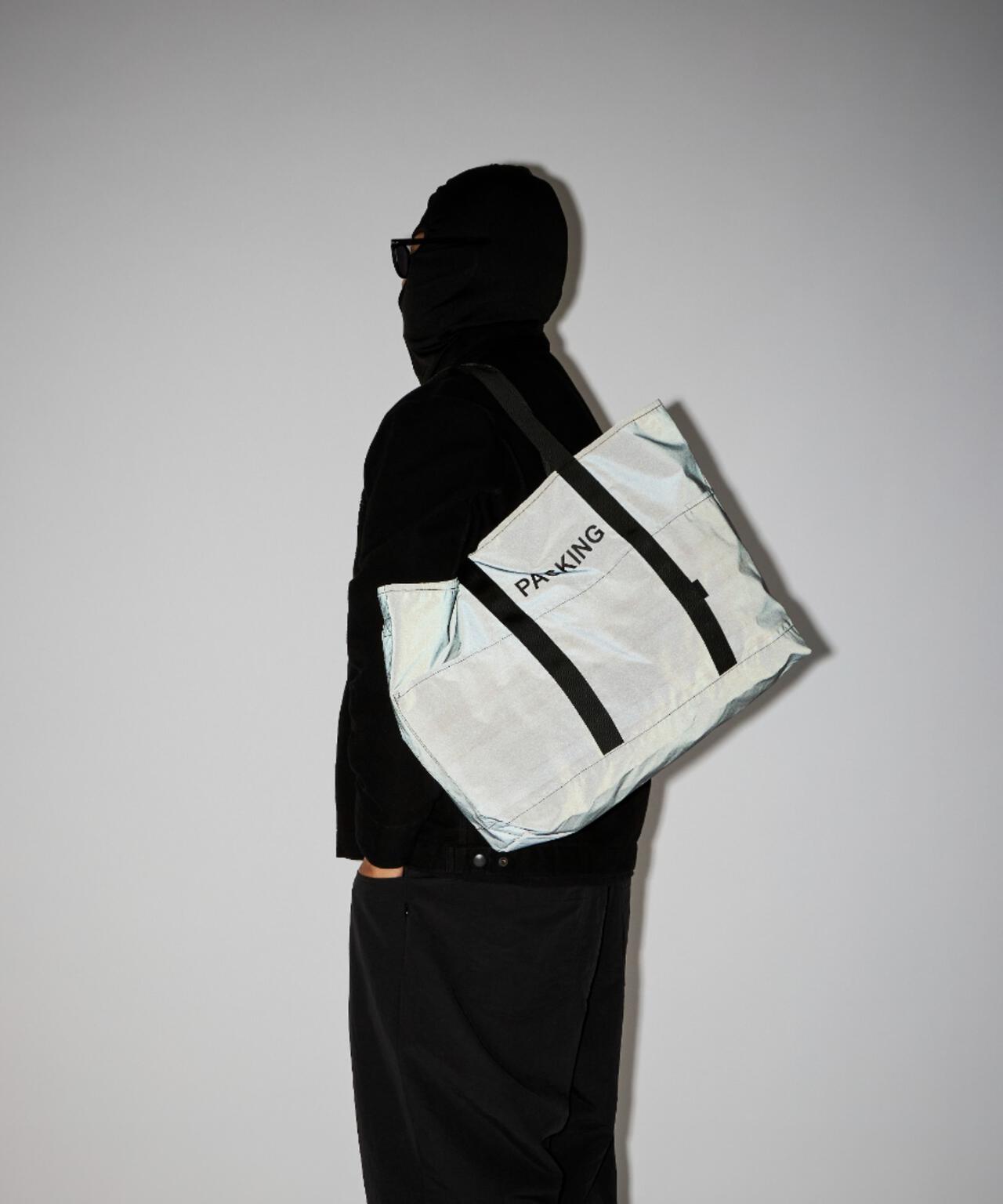 PACKING/パッキング/BLACK REFLECTIVE TOTE/リフレクティブトートバッグ